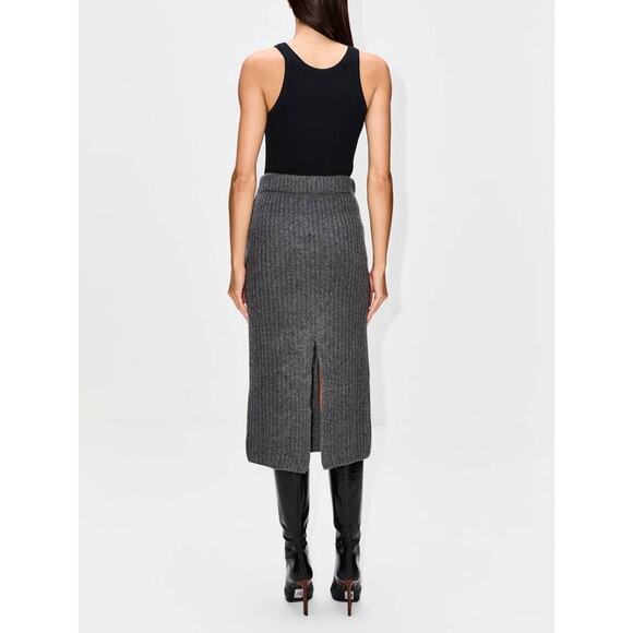 Elder Statesman Ribbed 100% Cashmere Pencil Skirt in Fidi Grey XS - Picture 3 of 4